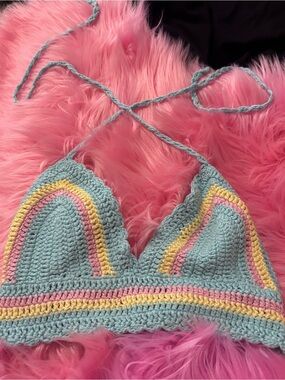 Like new SHEIN crochet bra pastel colors